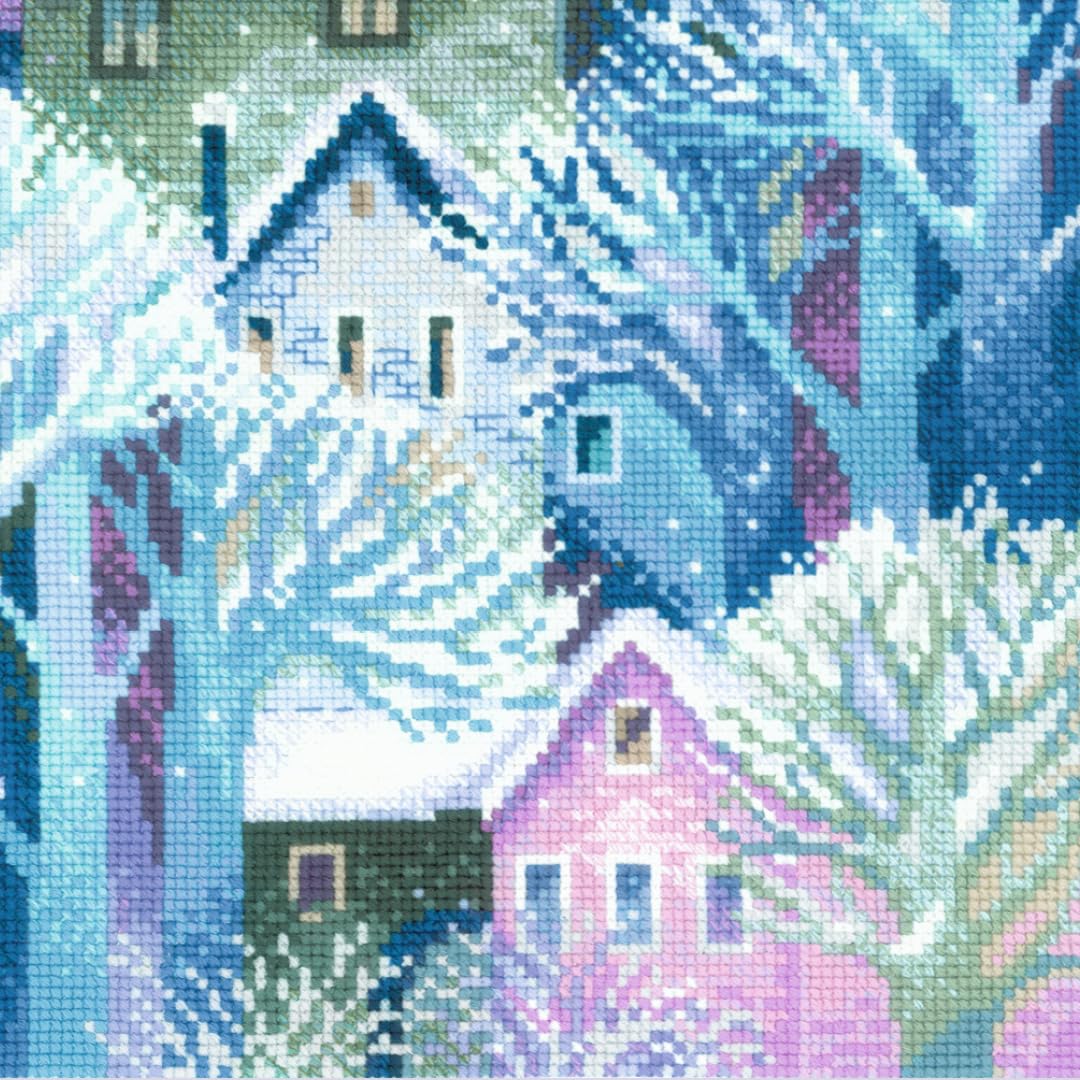RIOLIS - Pannello Cuscino Città 2247, Punto croce 40x40, Punto croce kit da ricamare, Disegni da ricamare, Embroidery kit, Kit ricamo punto croce