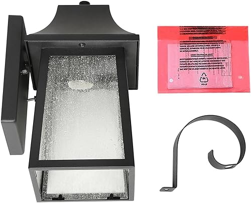 Miniatura 8 de Lámpara de pared para exteriores, moderna lámpara exterior de granja, luces de porche, lámpara trapezoidal negra para exteriores, vidrio sembrado