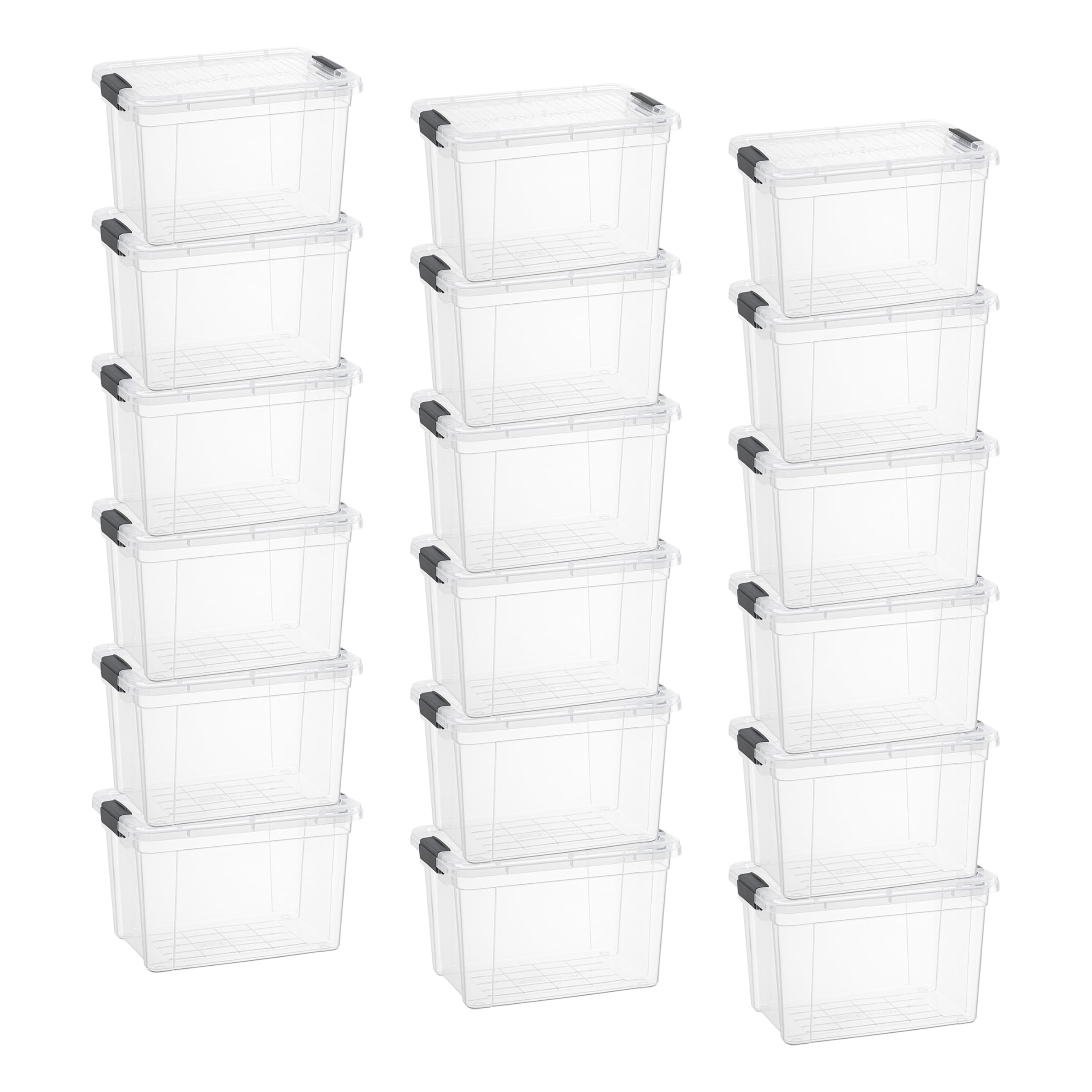 Superio 8.7 Quart Clear Plastic Storage Boxes with Lids, Stackable Organizer Containers, BPA-Free Storage Bins for Home, Office, School &amp; Dorm, 18 Pack