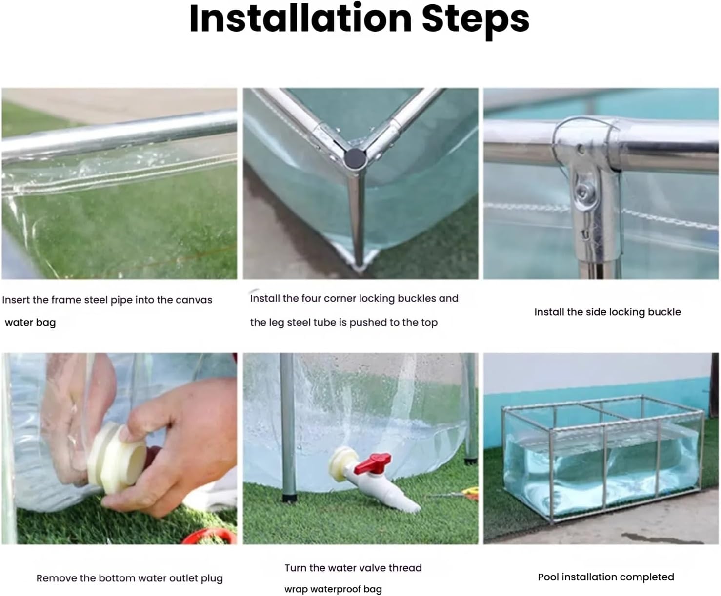 Portable Foldable Above Ground Swimming Pool with Stainless Steel Frame, Easy Setup & Storage, Ideal for Outdoor Recreation, Family Fun, and Koi Pond Use