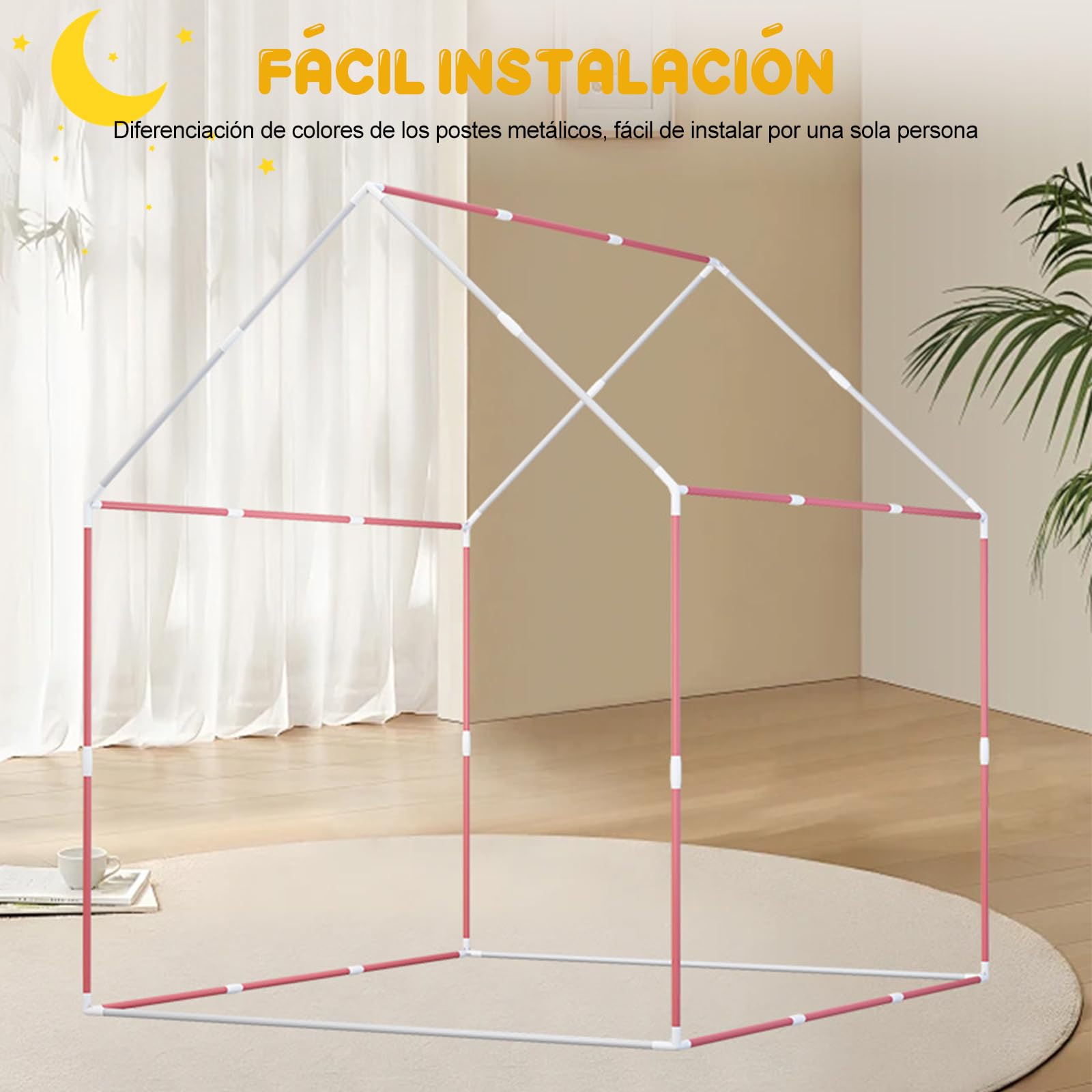 Ergocar Tienda De Interior La Tienda Interior para Niños con Cojines, Luces Bola, Nubes, Mariposas, Adecuadas Decoración La Sala Regalo Cumpleaños para Niños y Niñas