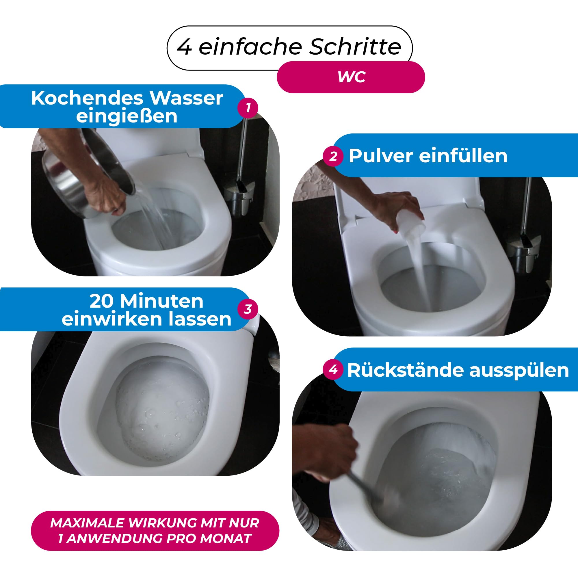 Cali-mex WC-Schaum und Abflussreiniger. Kalkentferner Urinsteinlöser - Reiniger f. Bidets, Urinale, Toiletten. 2kg