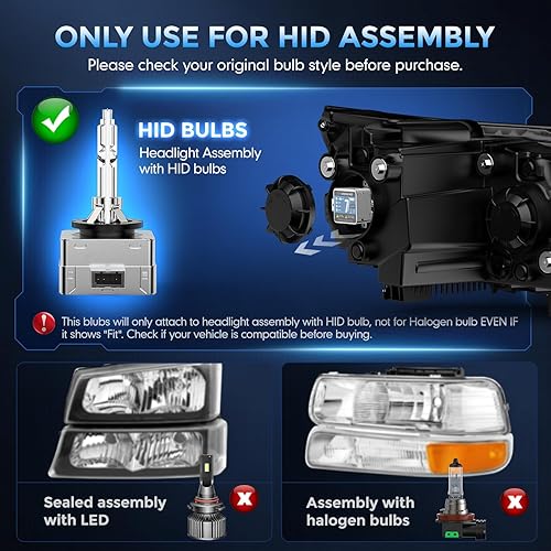 Miniatura 7 de TechWizHub D3S HID - Bombillas para faros delanteros de xenón 6000K, color blanco frío de 35 W, haz altobajo, repuesto 66340 42403 42302 42302C1,