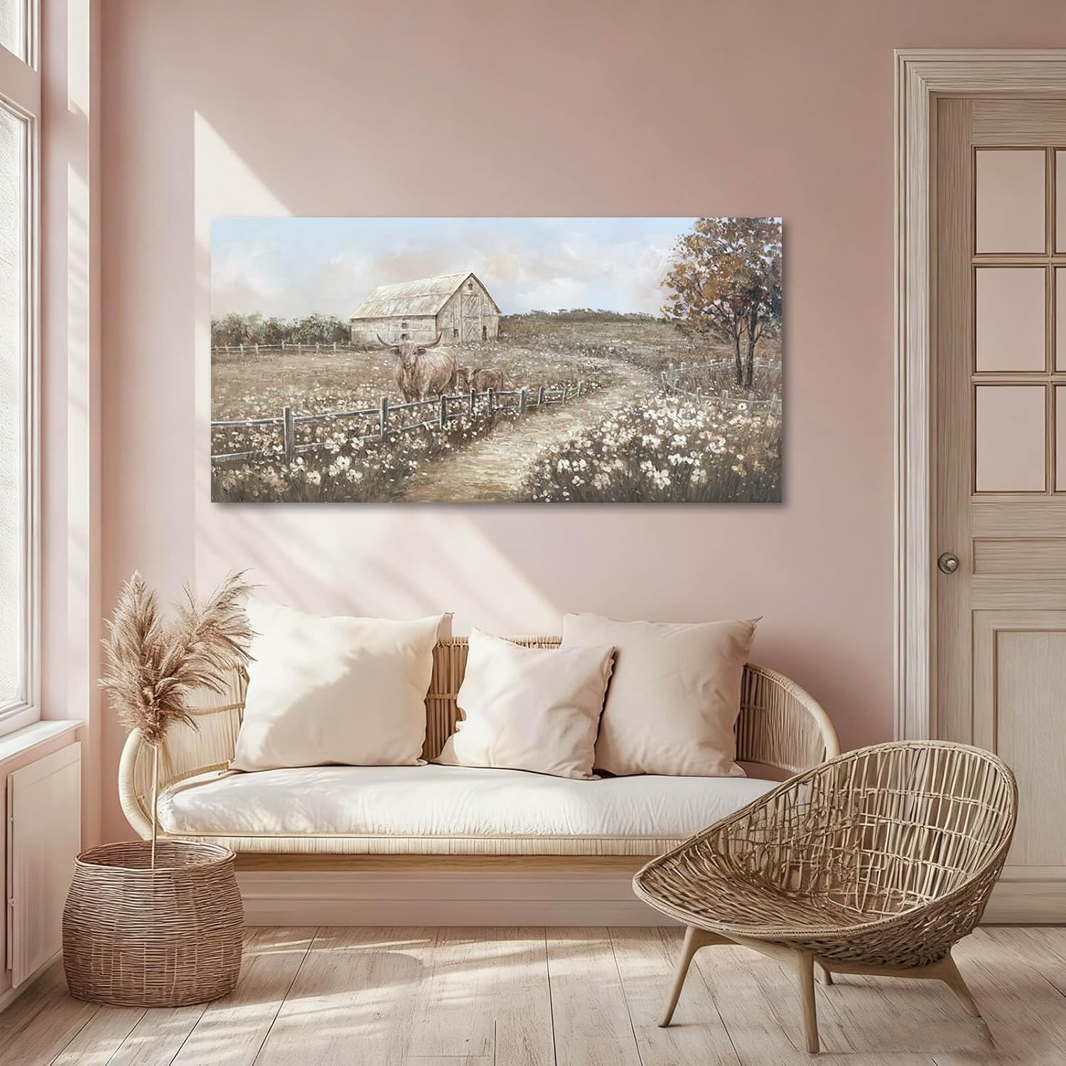 LEVERUP Flower Printings Pictures Artwork Landscape Canvas Wall Art Animal Wall Pictures Animal Home Decorations for Dining Room Kitchen 20×40 Inches