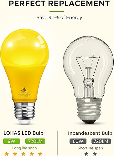 Miniatura 8 de LOHAS - Bombillas de luz para exteriores, sensor de fotocélula A19, iluminación al aire libre, sensor de luz LED de 9 W (60 W equivalente), luz
