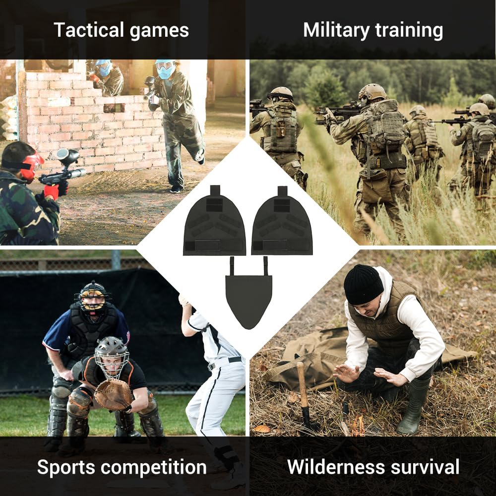 MiOYOOW Ensemble Protections Tactique Paintball, 2 Épaulettes Triangle Molle + 1 Coussin D'entrejambe, Équipement pour Compétition d'entraînement en Extérieur