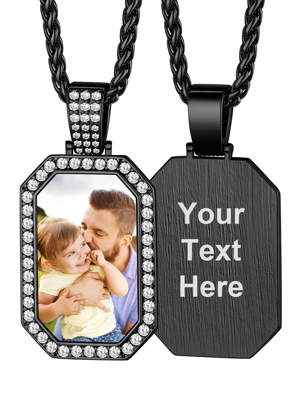 Custom4U Picture Necklace Personalized Photo Circle Chain for Men Women