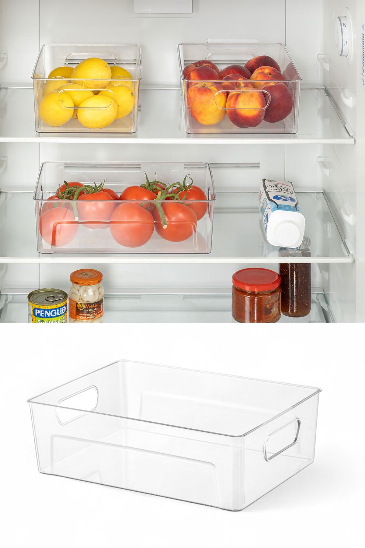 Deconox Kırılmaz Ultra Dayanıklı Buzdolabı Düzenleyici Organizer Kutu Şeffaf - 26x17x9cm 810