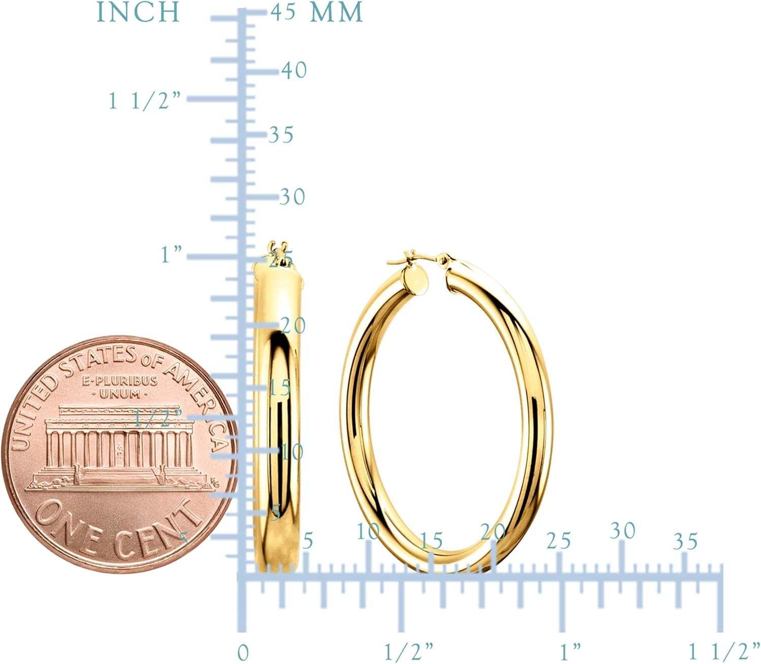 14K Yellow Gold 3MM Shiny Round Tube Hoop Earrings