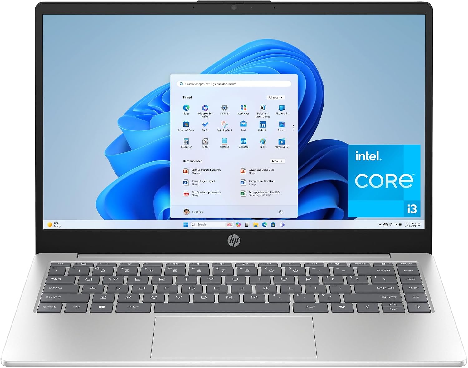 14 inch Laptop, HD Display, Intel Core i3-N305, 8 GB RAM, 256 GB SSD, Intel UHD Graphics, Windows 11 Home in S Mode, Natural Silver, 14-ep0299nr