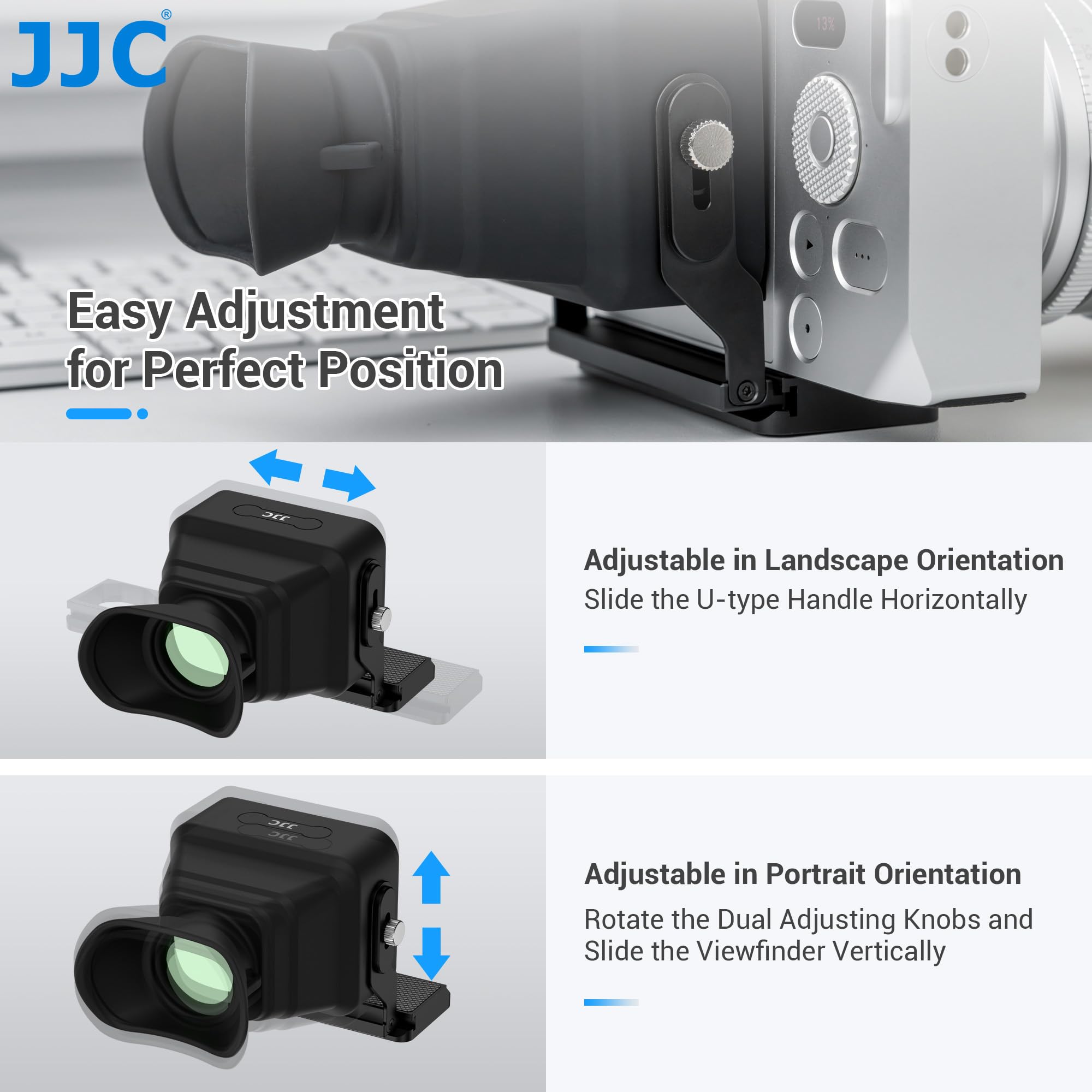 JJC Wizjer LCD z 3-krotnym powiększeniem, kompatybilny z Sigma BF, długi wizjer z płytką szybkiego zwalniania typu Arca, kompatybilny z klipsem do kamery Peak Design V3, osłona przeciwsłoneczna ekranu