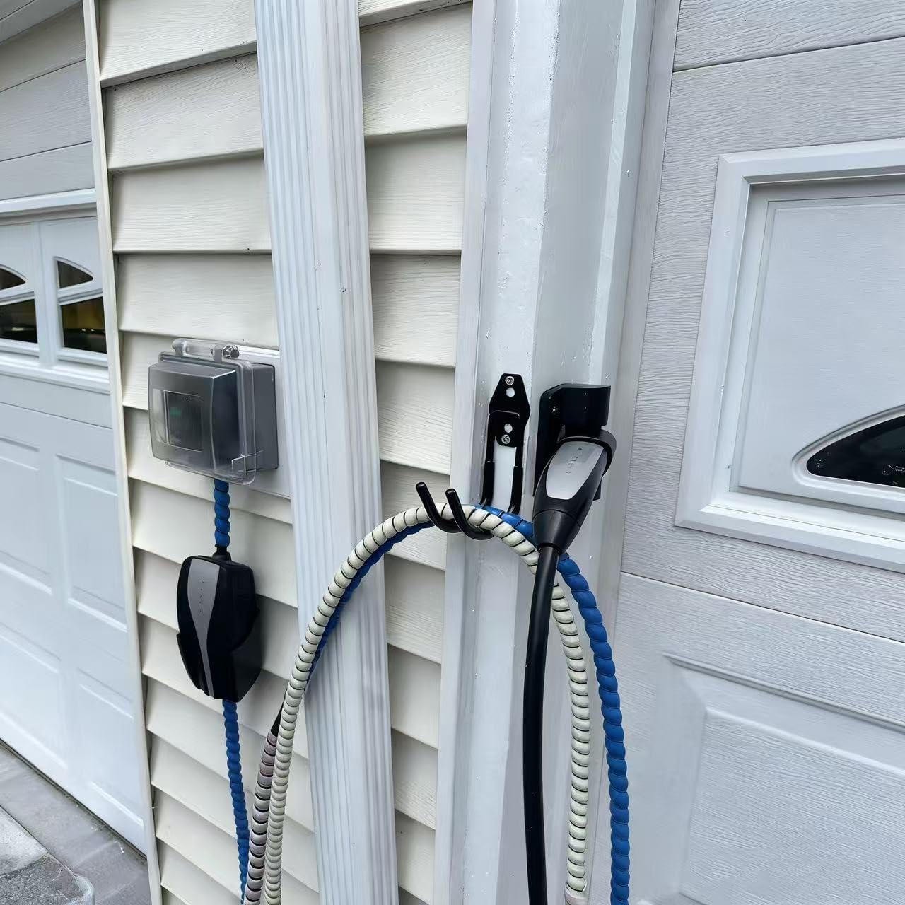 EV Charger Holder Wall Mount | Heavy-Duty J-Hook for Electric Vehicle Charging Cable Management, Durable Steel Hook for Indoor/Outdoor Use, EV Charger Cord Organizer, Tesla and J1772 Compatible