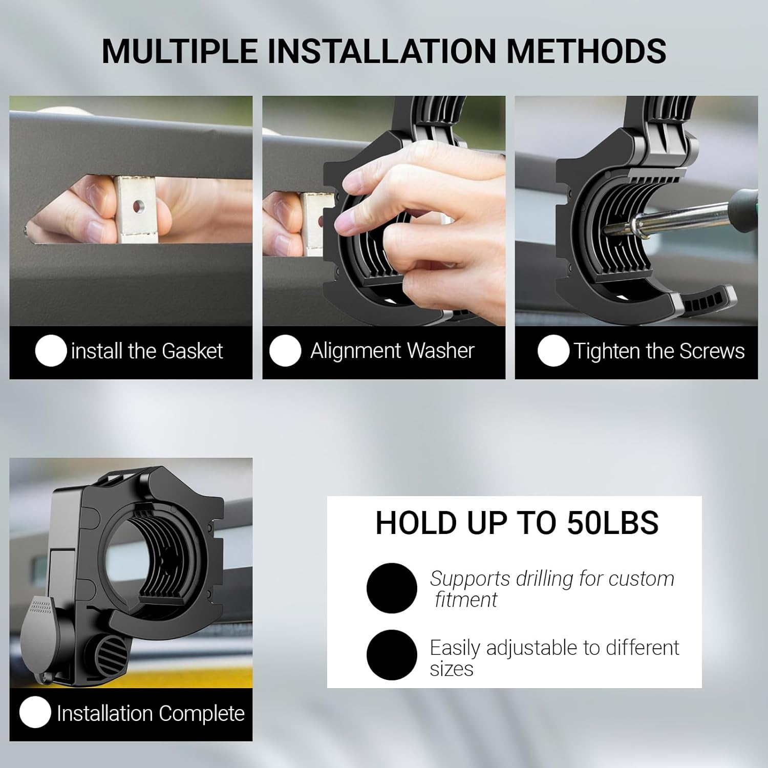 Locking Shovel Holder Quick Release Clamp, Anti-Theft Design,1" to 2" Diameter Tools Mount for Roof Rack Molle Panel Truck UTV ATV Off-Road Vehicle (2Pcs)