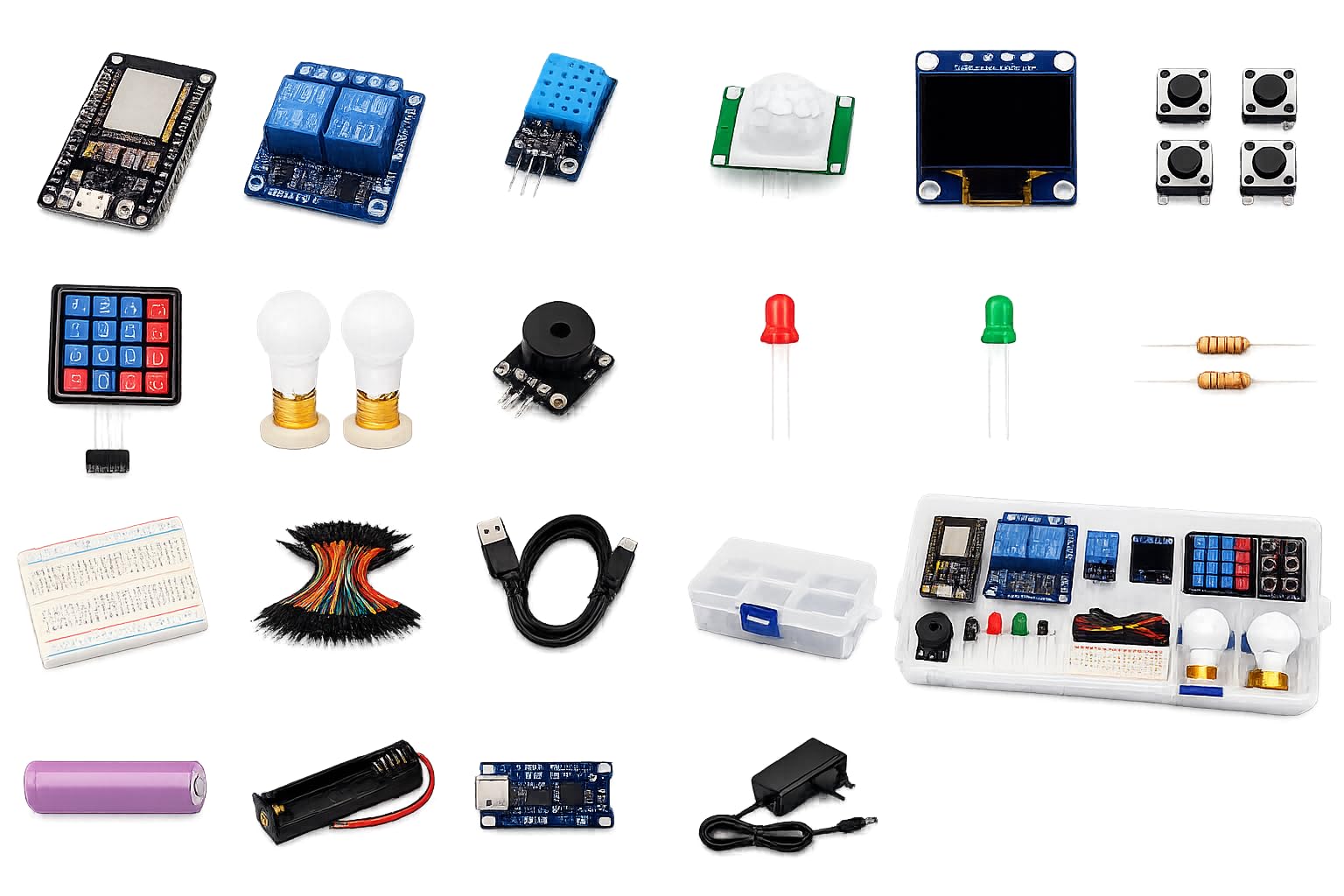 NE LAB ESP32 Smart Home Automation DIY Kit with Relay Module, DHT11 Sensor, PIR Motion Sensor, OLED Display | 20+ IoT Learning Experiments | Circuit Diagram & Source Code