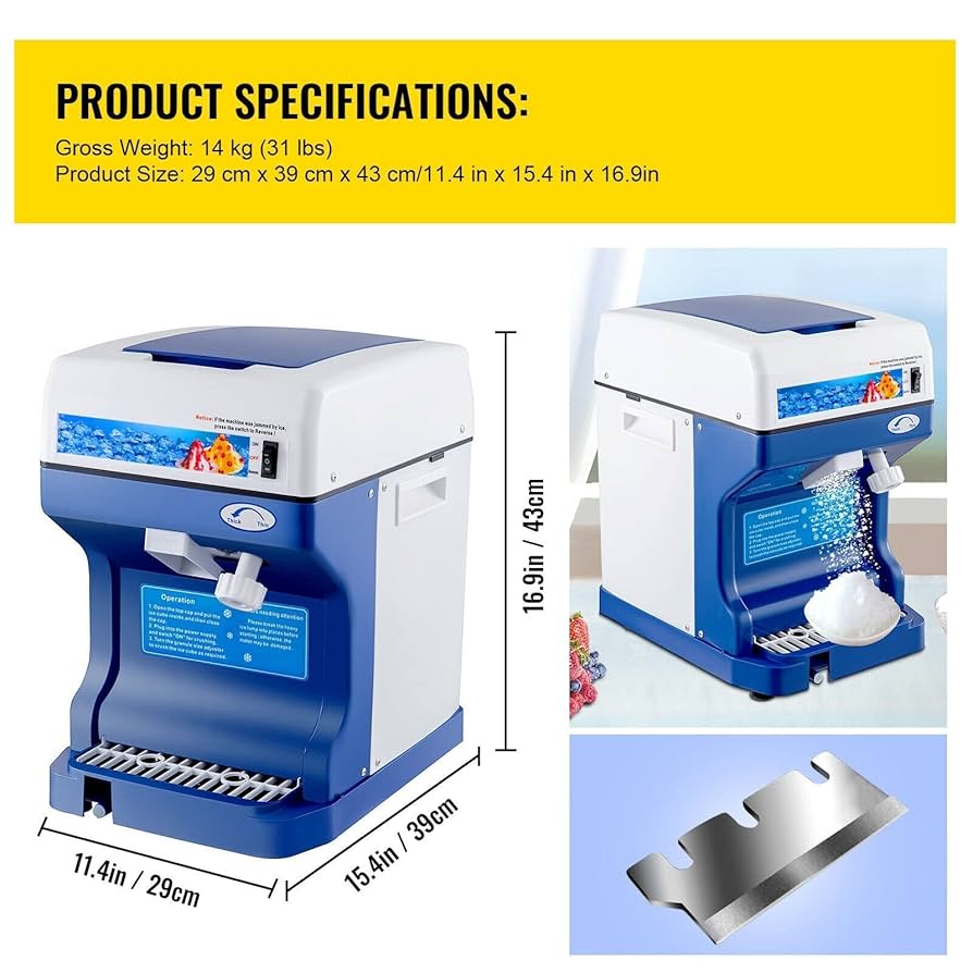 thumbnail image 2 of JOYDING 350W Electric Ice Shaver Shaved Ice Machine Ice Crusher 2 of 13
