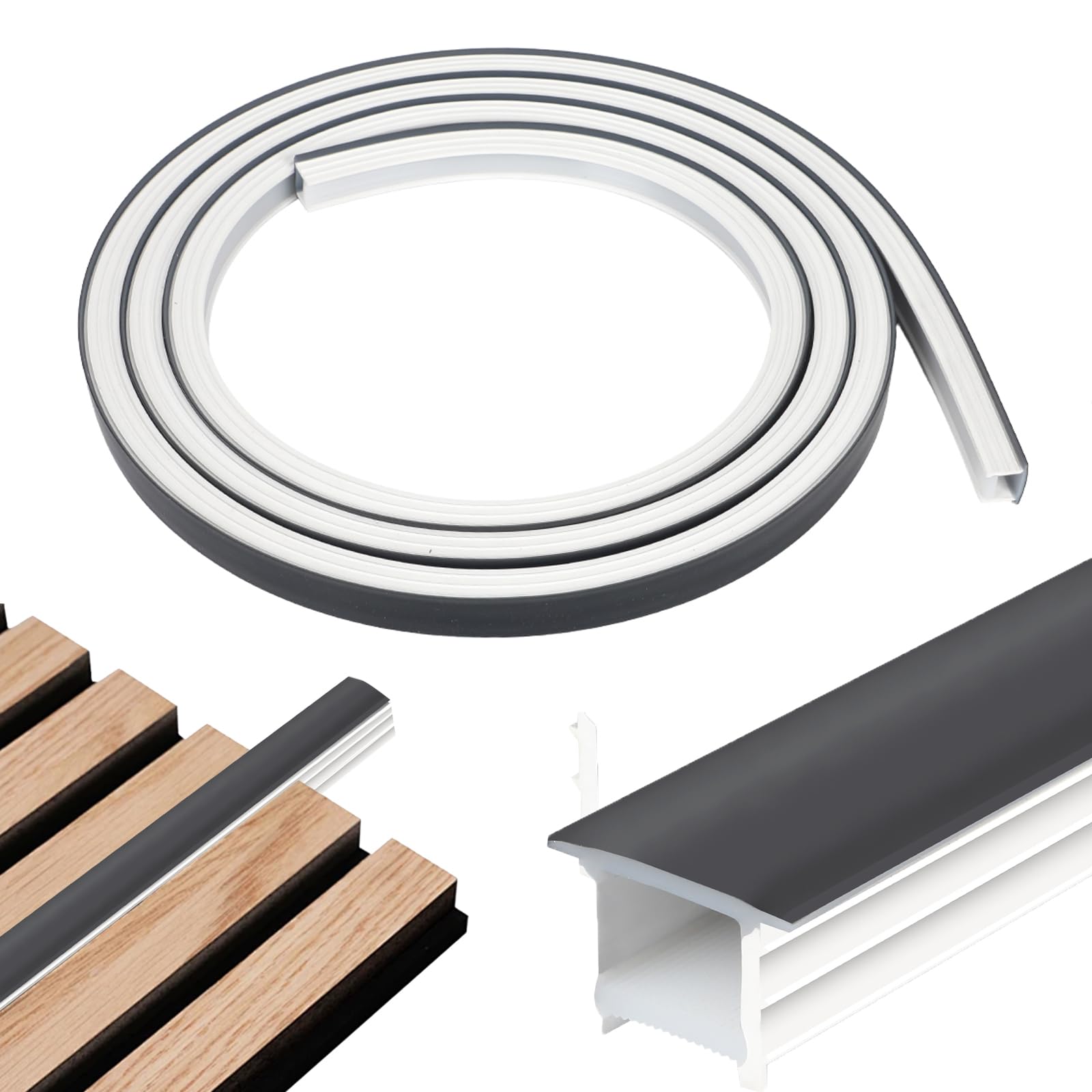 Silicone LED Profile, 3M DIY Flexible LED Strip Diffuser Channel, 8mm-10mm Neon Light Strip Channel System Led Strip Cover Recessed Installation for Cabinet, Kitchen Bedroom Lighting (Black, 15x15mm)