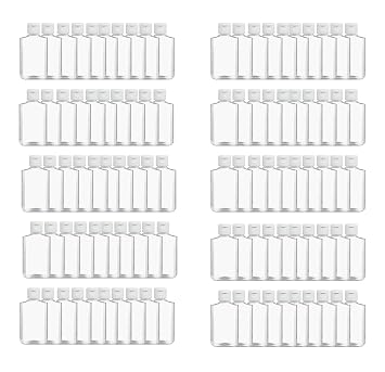 PQS 2 OZ Refillable Travel Bottles Flip-Top Cap - Liquids/Gels/Lotions Empty Bottles 100 Bottles