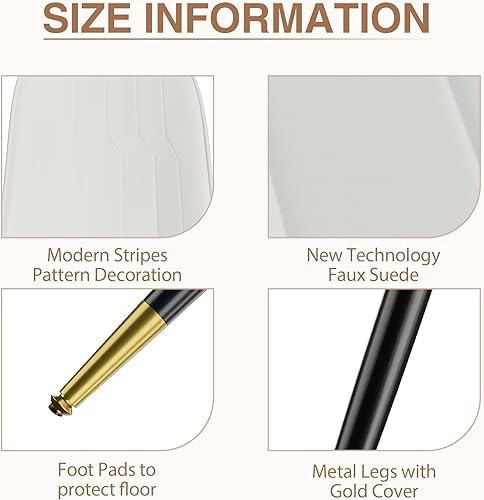 Miniatura 6 de Alunaune Juego de 2 sillas de comedor modernas, tapizadas, de mediados de siglo, sin brazos, para ocio, sala de estar, silla auxiliar de escritorio