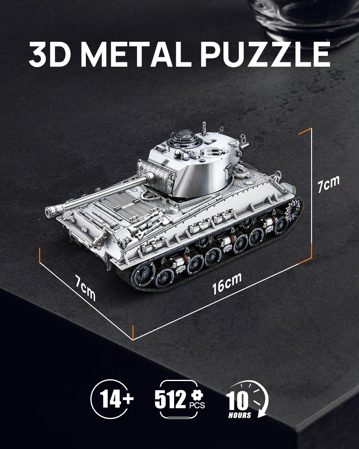 Piececool Casse-tête 3D en métal pour adultes, kit de modèle de réservoir moyen M4 Sherman, kits de modèle militaire pour construire des loisirs créatifs, décoration de la maison, meilleurs cadeaux