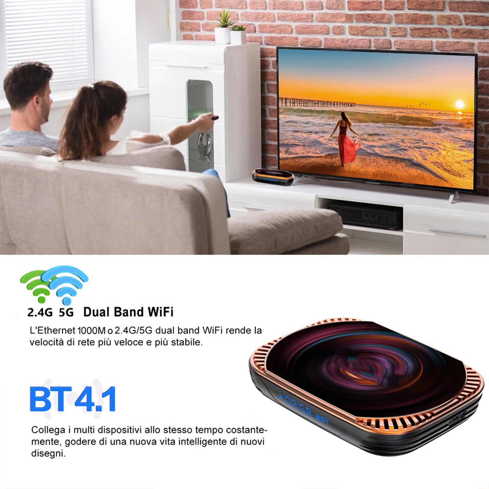 Urządzenie TV Box 8K z 4 GB pamięci RAM, czterordzeniowym procesorem S905X4 (4+128G wtyczka UE)