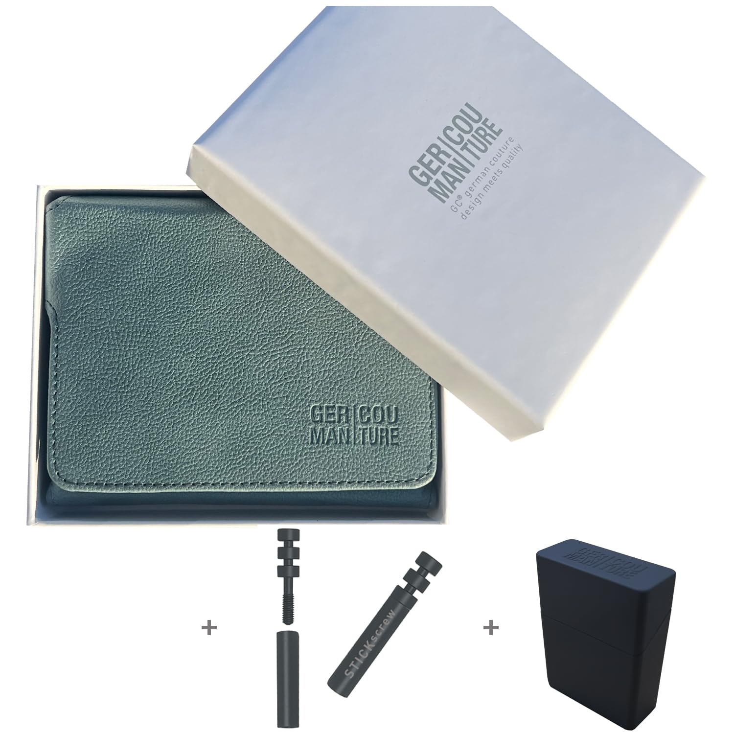 GC Gift Set Starter Kit compatible with IQOS Iluma, Terea or Levia - Accessory Case Embroidery Screw and Mini Embroidery Cup (Set Light Blue)