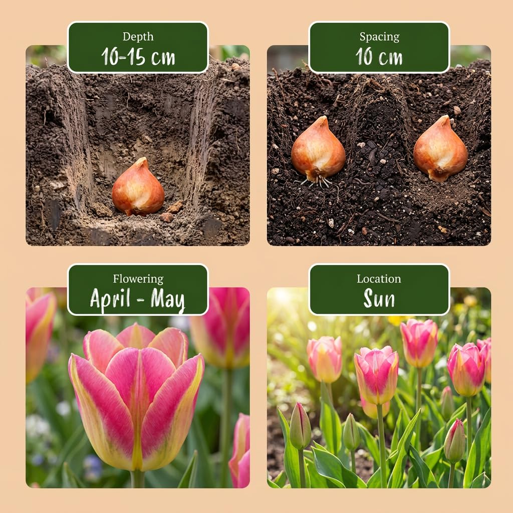 Green boutiQ - 48x Tulipa Striped Crown - Tulipe Striped Crown - Divers - Floraison printanière - Calibre 11/12