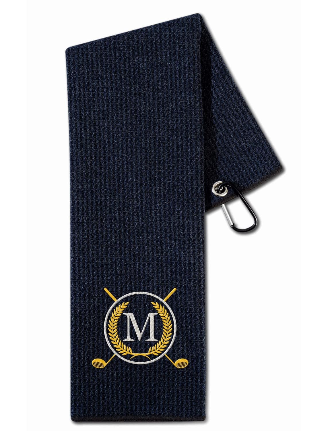 CybGene Golf Towel with Monogrammed Embroidery, Initial Golf Gifts, Personalized Golf Accessory for Men, Women on Birthday, Retirement, Microfiber Golf Towel, Black-M