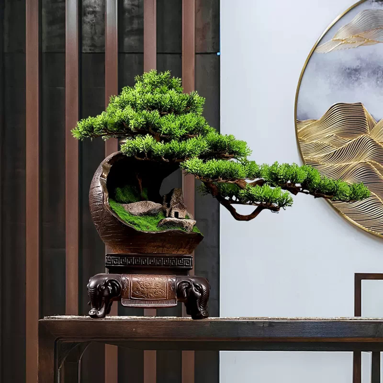 knstliche Bume, die echt aussehen, Groer Bonsai mit Keramikgef,  Mikro-Landschaftsdekoration und Vintage-Basis, knstlicher Bonsai-Baum,  knstliche Pflanzen, knstliche Pflanzen for die Inneneinri : Amazon.de:  Home & Kitchen