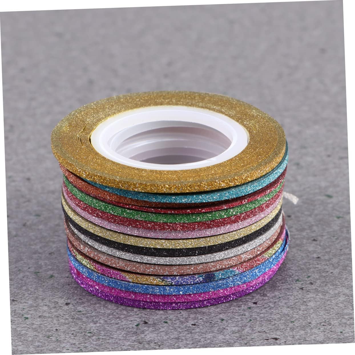 Healifty 14 Rolls Nail Art Line Tape Set with Shiny Colors Self Adhesive Nail Stickers for Manicure DIY Decoration Sparkle Strips for and Crafts