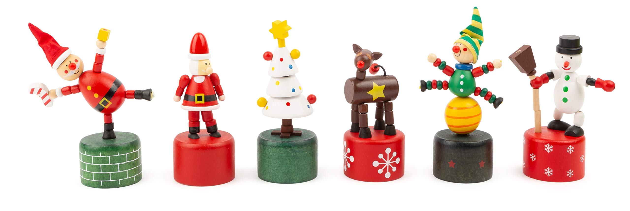small Foot Display Drückfiguren Weihnachten aus Holz, 12er Set, Figuren wackeln lustig beim Drücken, 11463
