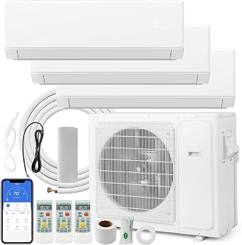 ARLIME Mini Split AC, 3 Zone 36000 BTU Wifi Enabled Air Conditioner & Heater, 23 SEER2, Energy Star, R32 Refrigerant, Inverter Wall AC Unit with Installation Kit, 208-230V Tri Zone 9K+12K+18K