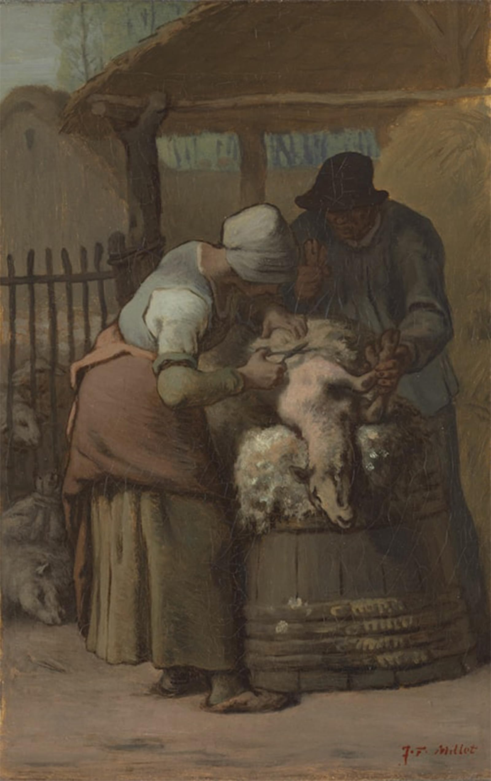 Serendipitp No Frame Vintage Picture Print On Canvas Wall Art Poster The Sheepshearers By Jean-Francois Artwork Print Poster For Wall Decor 60X90cm