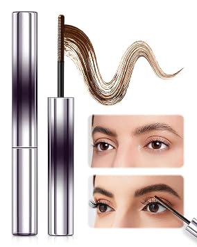 Iron Wand Mascara, 2025 New Waterproof Black Washable Metal Mascara, Upgrade 3D Curling Eyelash Iron Mascara, Long Lasting Lash Extensions Mascara, Washable Metal Wand Rod Mascara Brown*2, one size