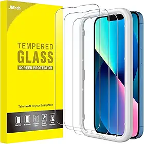 JETech Película de Vidro Temperado de Cobertura Total para iPhone 16e 2025, iPhone 13/13 Pro 6,1 Polegadas, Protetor de Tela com Ferramenta, HD Transparente, Pacote com 3