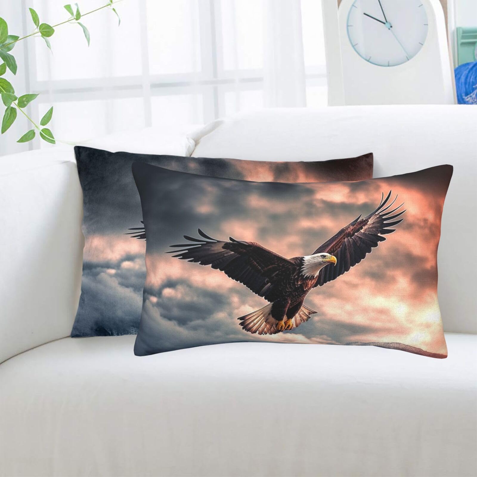 The Eagle Flies Bravely in The Sky Standard Pillowcases Sets of 2, Ultra Soft Microfiber Plush Pillow Cases 14"X20" Comfort Decorative Throw Pillow Cover with Hidden Zipper for Bedroom, Sofa, Couch