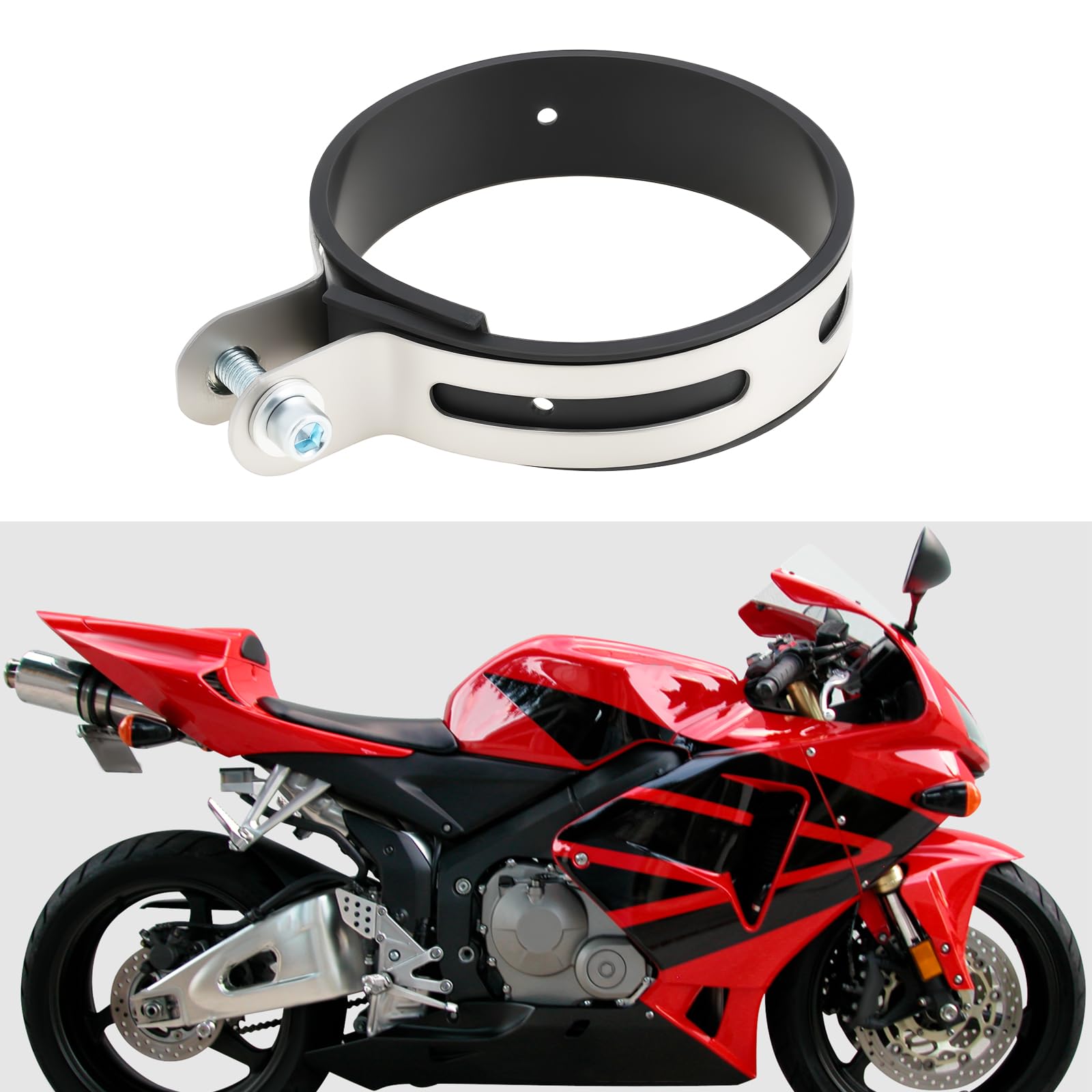 EMSea 2pcs Supports de Fixation pour Silencieux D'échappement de Moto de 100 mm avec Collier de Serrage