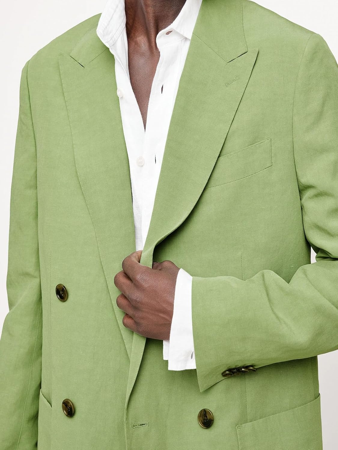 VENNYNG Men‘s Double Breasted Linen Cotton Blend Blazer Lightweight Sport Coat Breathable Summer Formal & Smart Casual Jacket