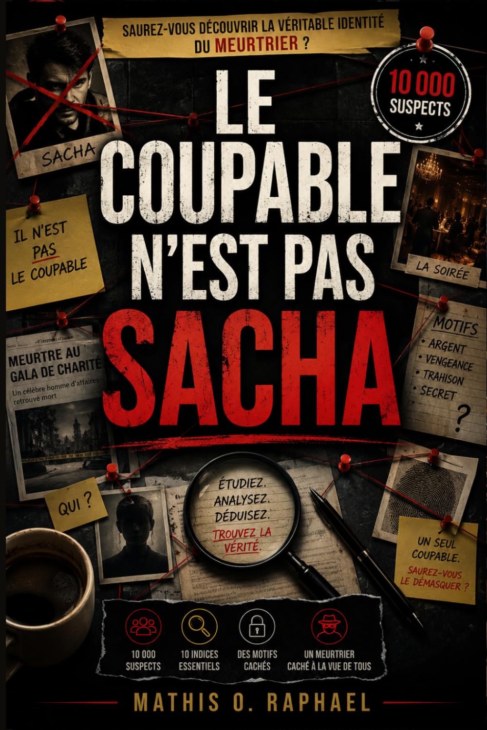 LE COUPABLE N'EST PAS SACHA: Un jeu de puzzle de détective captivant avec 10 000 suspects, 10 indices essentiels, des motifs cachés et un meurtrier ... vue de tous (Livres de dossiers de tueurs...)