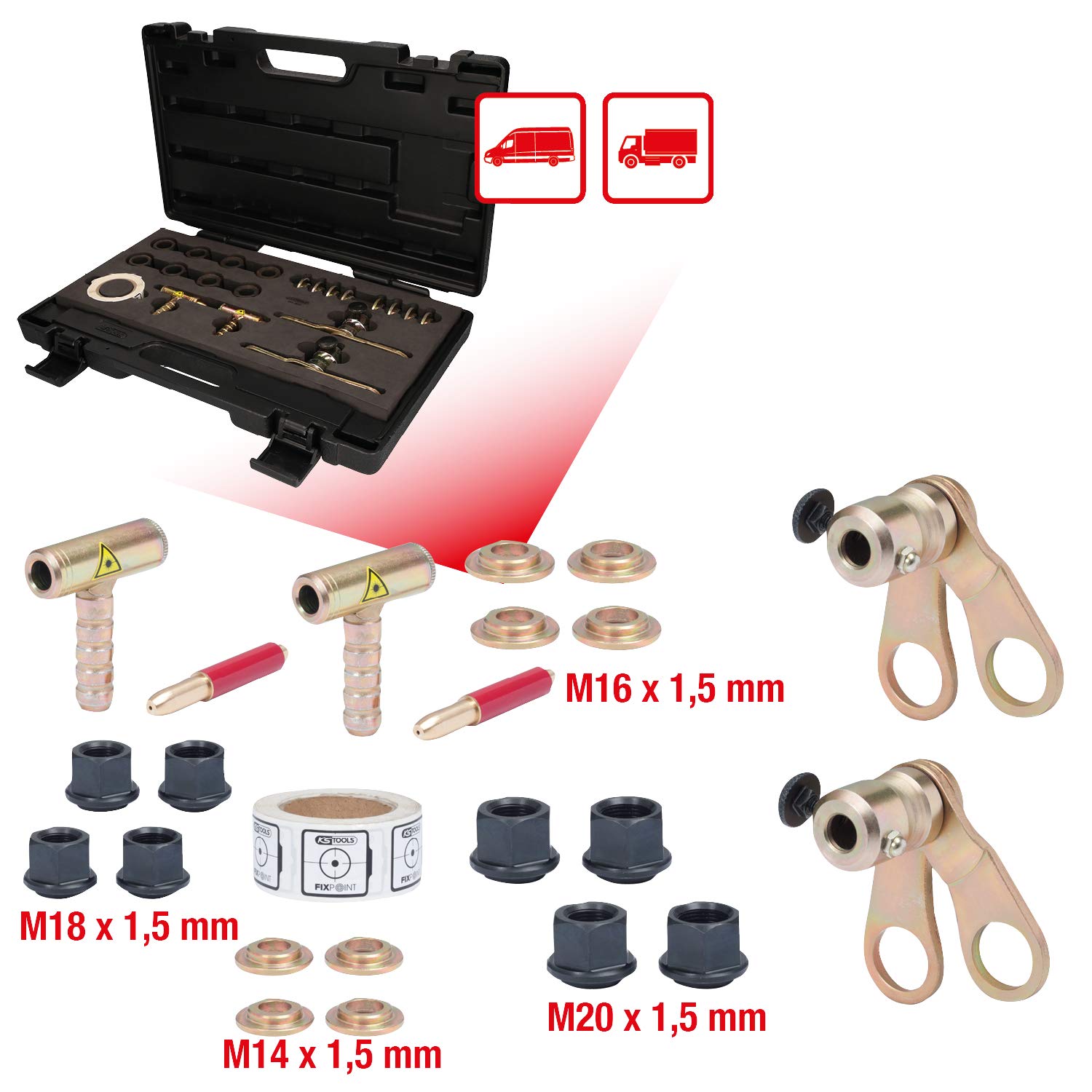 KS Tools 150.1810 Fahrwerkjustier-System,21-tlg. für LKW und Transporter