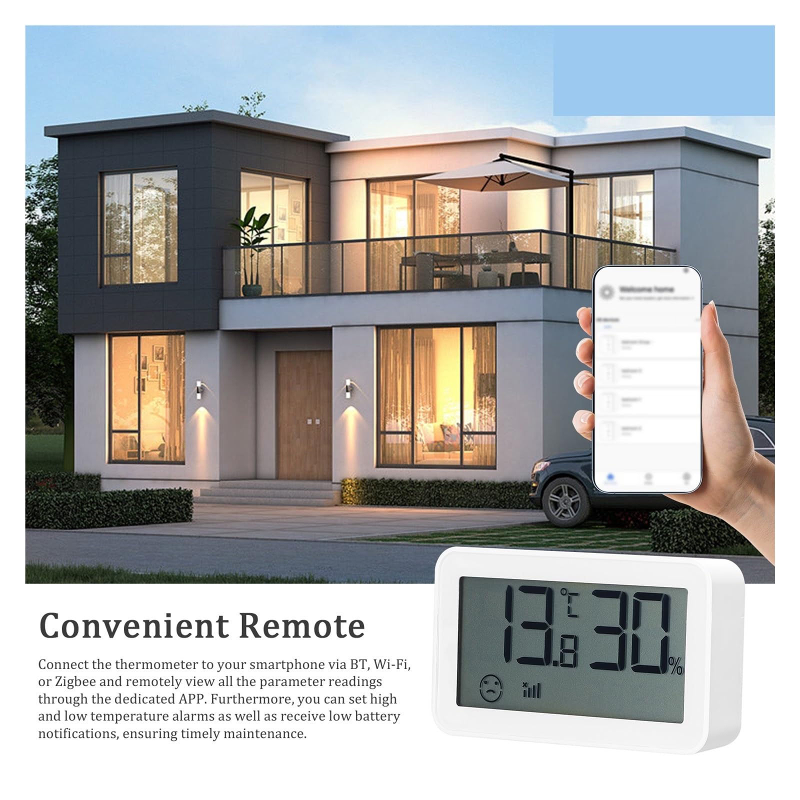 Tuya ZigBee Termometr Cyfrowy Higrometr Dokładny Miernik Temperatury I Wilgotności Monitor Ze Wskaźnikiem Komfortu Przełączanie ℃/℉ Dokładny Szybki Monitorowanie Czasie Rzeczywistym(ZigBee)