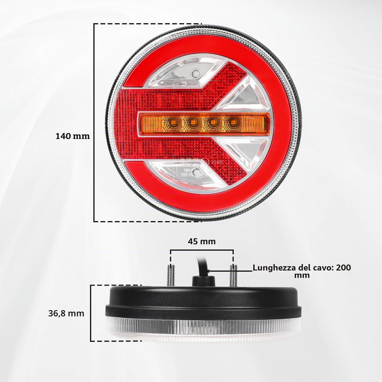 AOHEWEI 2 Pezzi Fanali Posteriori Rotondi LED per Rimorchio 12V/24V Impermeabili, Luce Posteriore, Freni, Freccia per Camion, Autocarro, Roulotte, Furgone, Trattore