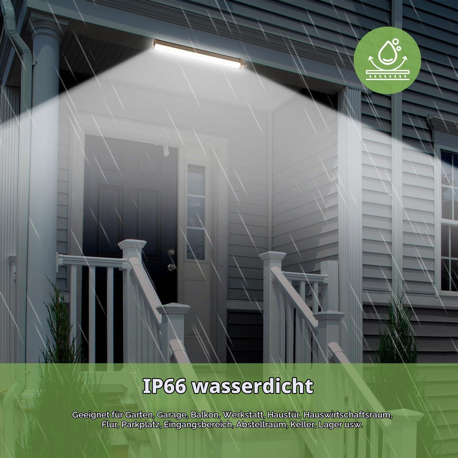 LEZOE LED Feuchtraumleuchte 120CM mit Bewegungsmelder IP66, 30W 4200Lumen (140Lm/W) Sensor LED Bürodeckenleuchte Röhre, Wasserdicht Wannenleuchte für Bad Lager Keller Garage Werkstatt Küche 4000K