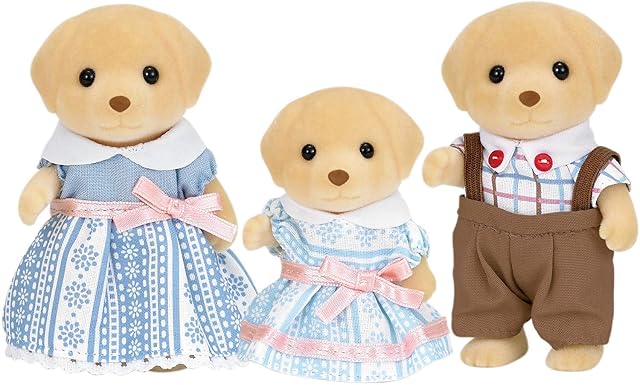 Sylvanian Families 5305 Labrador - Juego de 3 figuritas de Perro Labrador para casa de muñecas