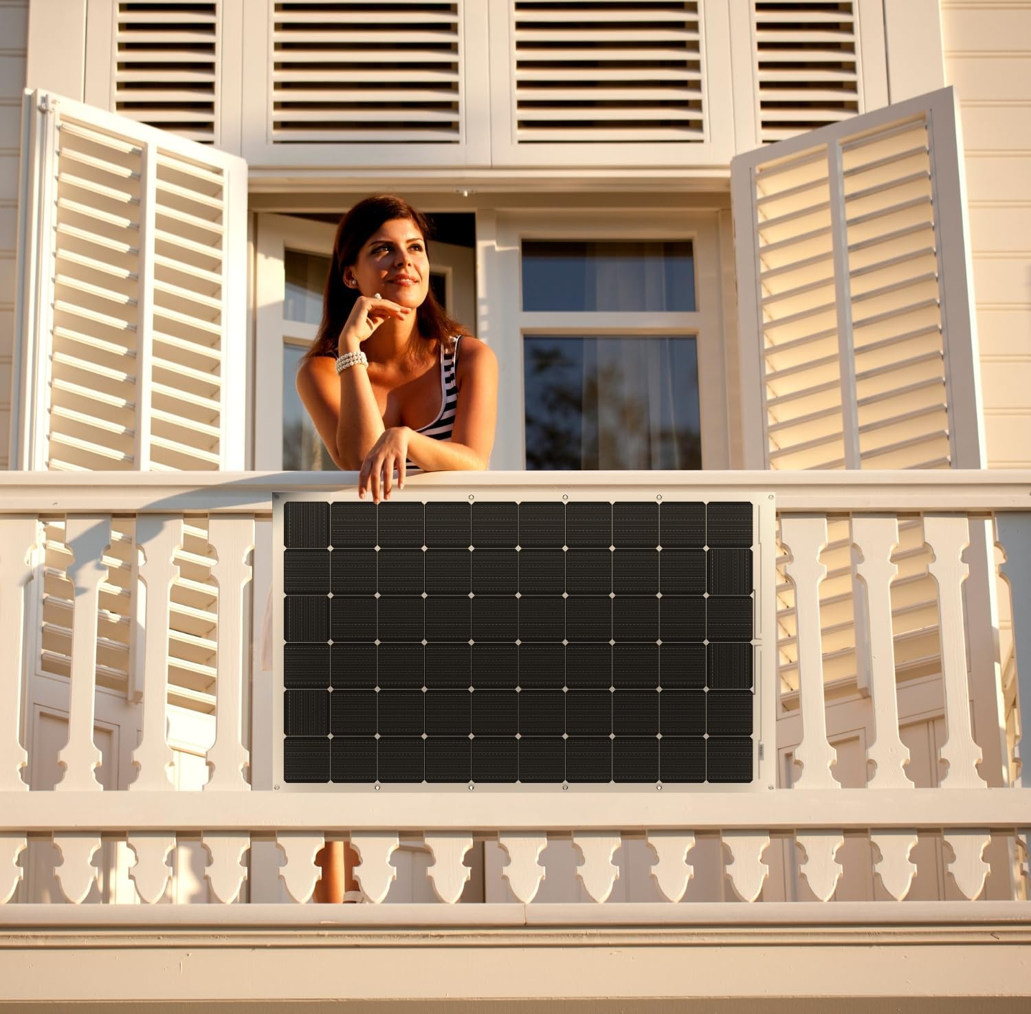 Kit de 2 paneles solares flexibles 315 W Microinversor de 800 W y cable – Módulos monocristalinos IP67 Ultra Delgados 167 × 99,6 × 0,15 cm – Panel Fotovoltaico Plug and Play para Balcón – Fácil de
