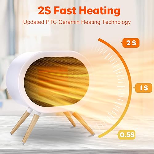 Miniatura 2 de FEASYD Calentador de espacio calentadores de espacio pequeño de 1000 W para uso en interiores calentador de cerámica PTC de calentamiento rápido