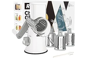SuMetas Professional Rotary Cheese Grater with Stainless Steel Blades and Powerful Suction...