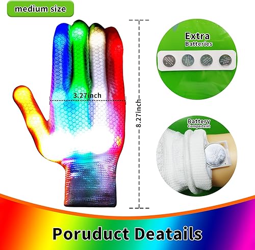 Miniatura 4 de GLEDLOVES Guantes LED, juguetes divertidos para niños y niñas de 8 a 12 años con 6 modos de flash, regalos para niños de 8 9 10 11 12 años para