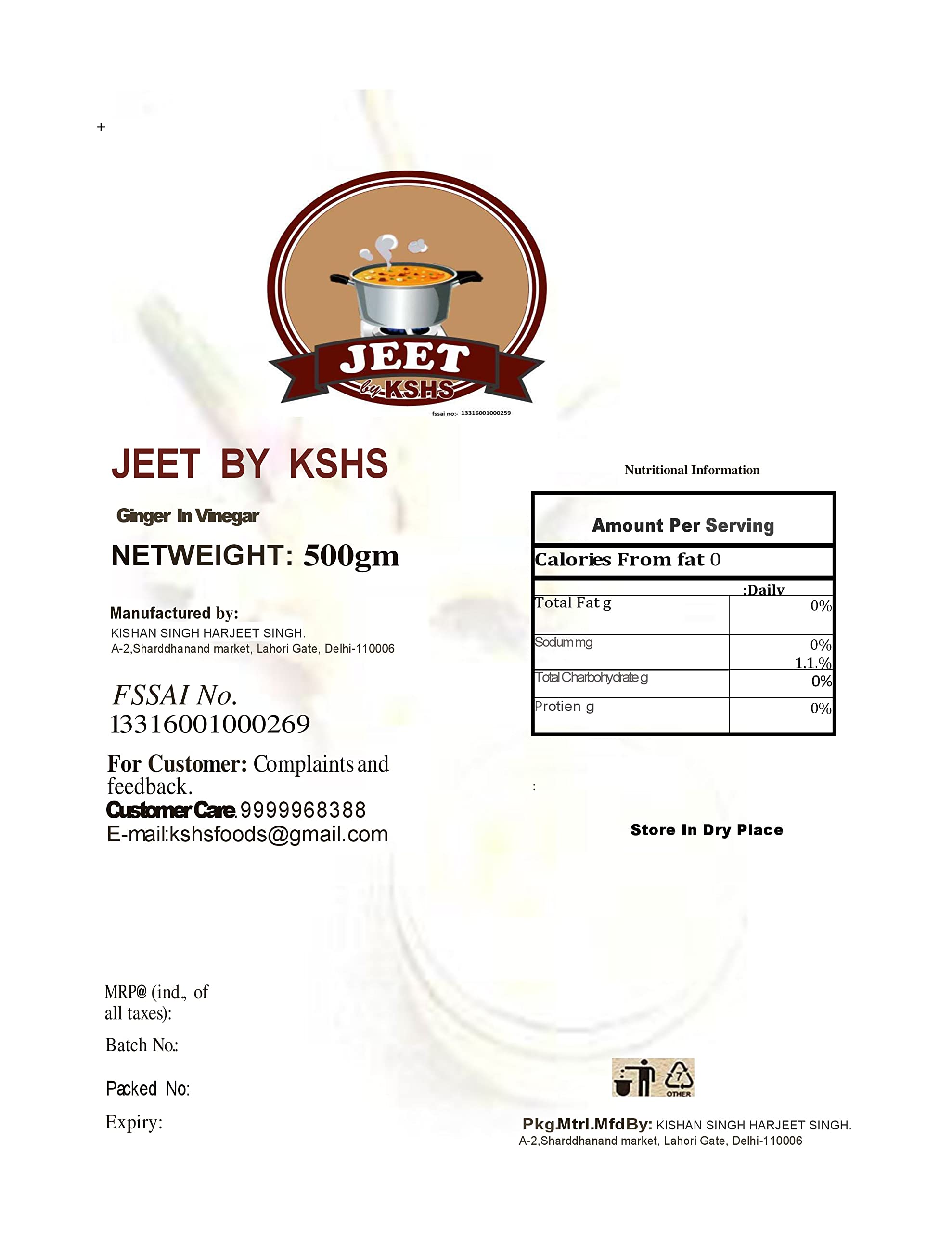 JEET by KSHS Ginger in Vinegar(500gms) 3