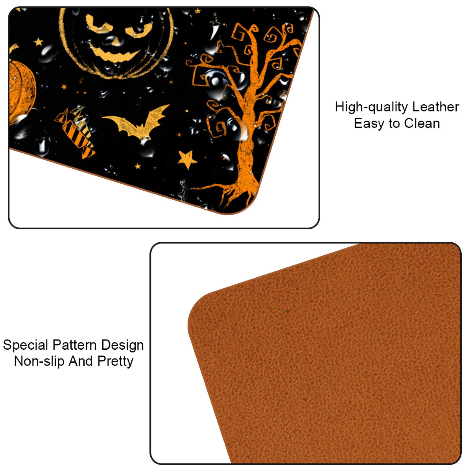 Sottobicchieri A Forma Di Zucca Per Halloween | Confezione Da 1 | Sottobicchiere Rotondo In Ceramica Assorbente E Sughero Antiscivolo - 2