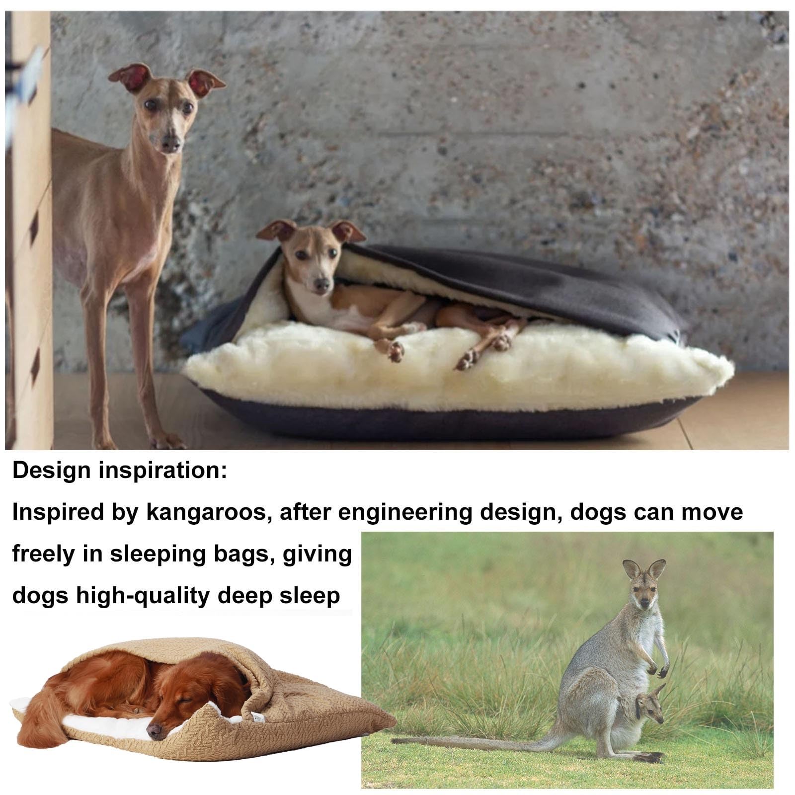 Cama Calmante Ortopédica Con Manta y Capucha Para Perro/Gato, Saco de Dormir Extraíble y Lavable, Suave Fuzzy Cómoda Sofá Para Mascotas Pequeñas y Medianas (Beige, 100x75x)